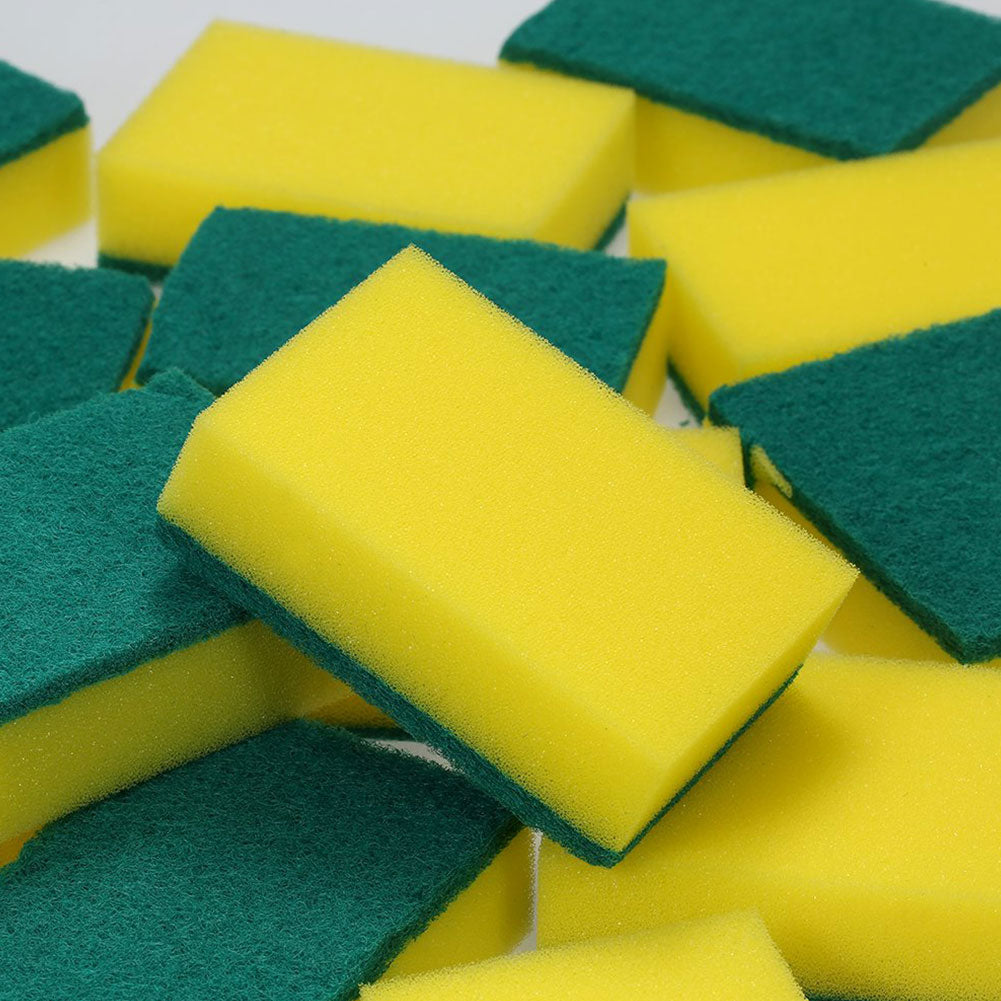 20pcs Scouring Pad Double Sided Scrub Bowl Pot Cleaning Sponge Dish Washing Kitchen Tools Home Clean Supplies