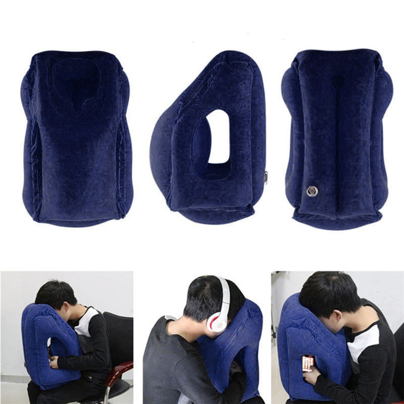 Inflatable Air Cushion Travel Pillow Headrest Chin Support Cushions for Airplane Plane  Office Rest Neck Nap Pillows